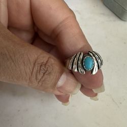 925 Sterling Silver And Natural Turquoise Ring, Size 6.5 - Hallmarked On The Inside Of Ring -STER 