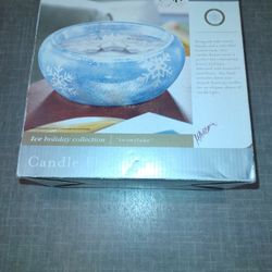 Holiday Snowflake Home Trends Glass Candle Floater W/3 Star Candles