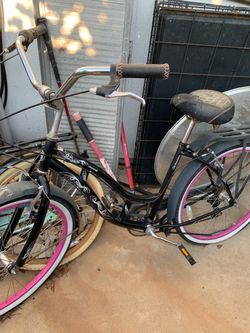 Urgent Sale Black Pink Silver And White Bike Bicycle Beach Cruiser Lowrider Riverside