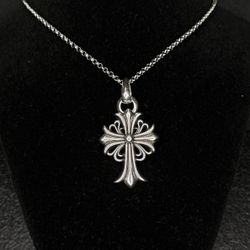 Chrome Hearts Big Floral Cross Pendant Necklace 