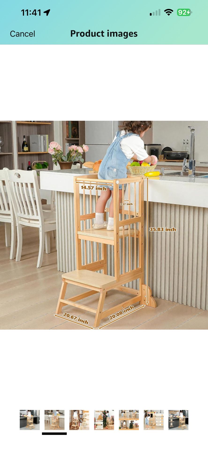 Toddler Tower, Kids Kitchen Step Stool with Safety Rails, Toddler Standing Tower Adjustable Height, Wooden Kitchen Stool for Kids, for Living Room Cou