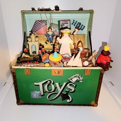 Vintage 80s  Enesco animated music box "Toy Symphony" Treasure Chest of  Toys