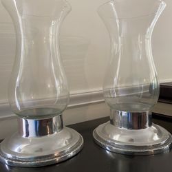 Candle Holder With Glass / Pewter Base 