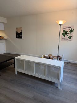 IKEA KALLAX Storage Unit w/ 4 Mesh Bins + Base