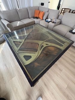 Grand Piano Harp Coffee Table with Glass Top