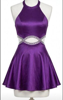 Purple Satin Halter Homecoming Dress