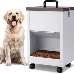 537**Outdoor Automatic Dog Feeder Large Breed 28 Lbs Capacity, Galvanized Metal Self Feeding Dog Food Dispenser with Clear Door, Gravity Pet Feeder Wa