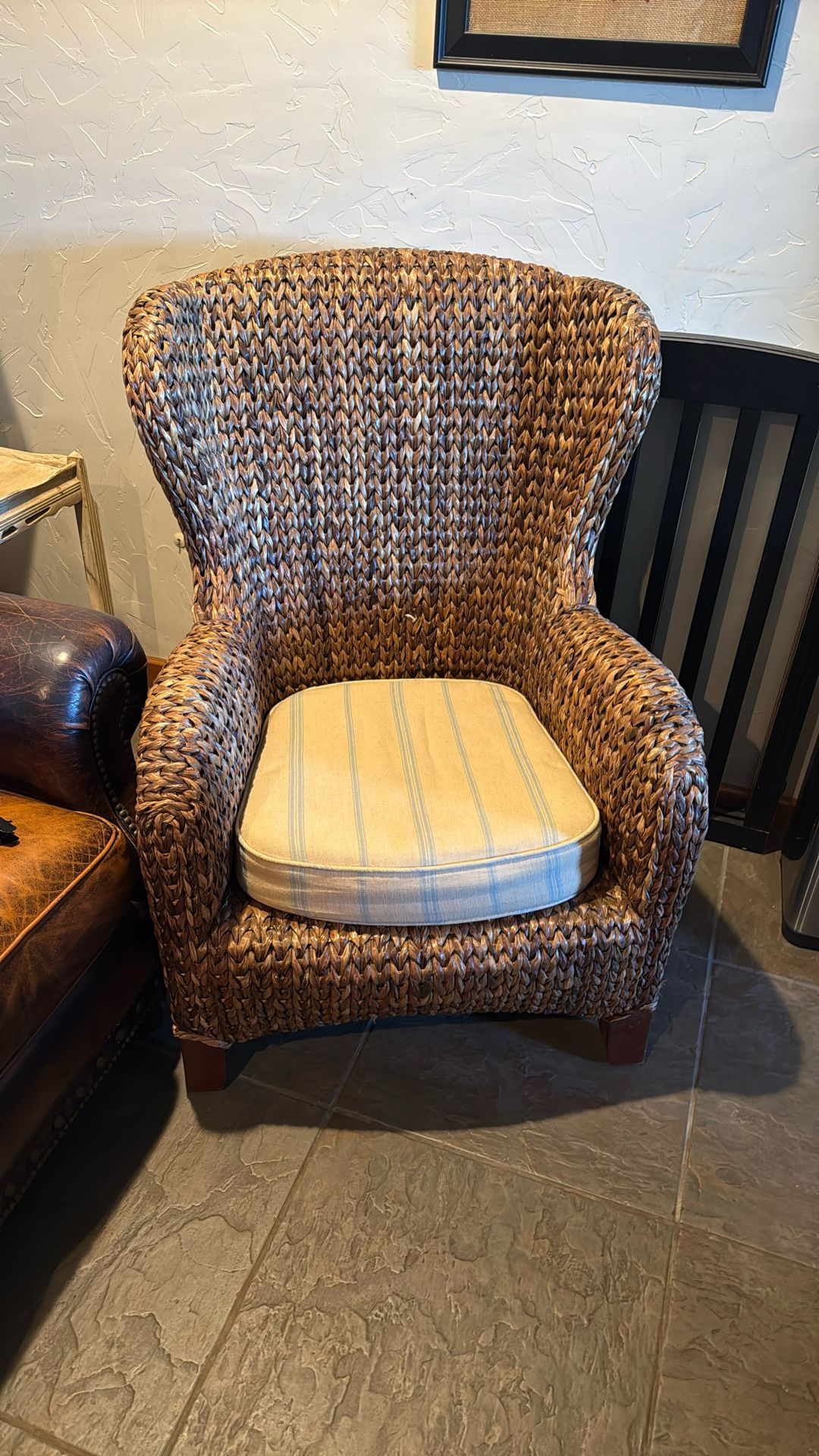 2 Pottery Barn Wicker chairs With Cushions