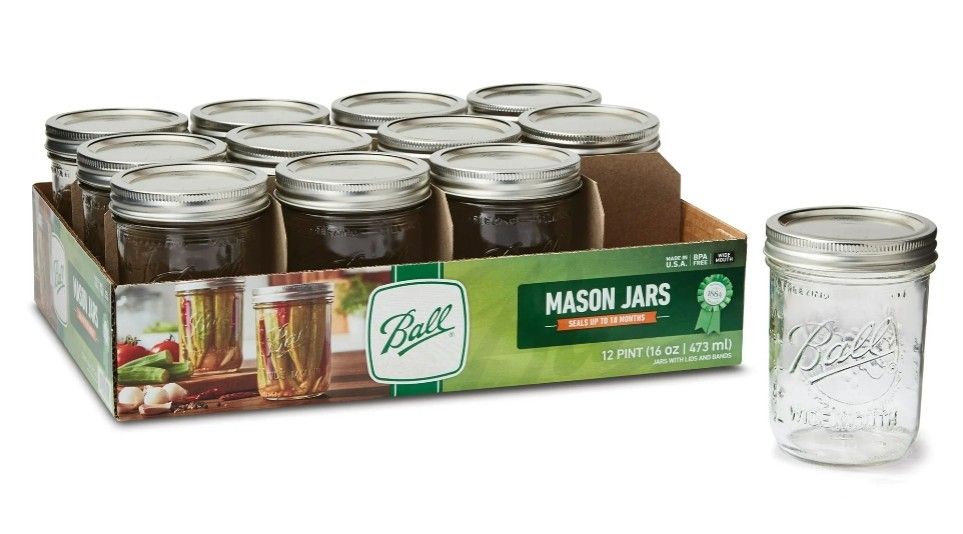 New Ball 12×16oz Mason Jars