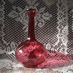 Vintage Red Bottle Floral Design