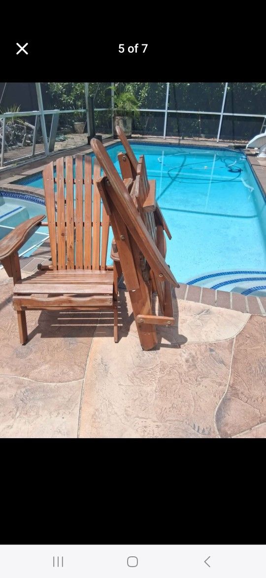Wood Adirondack Deck Chairs Foldup Portable Pool Spa Dock Boat Lawn Chair Yard Garden
