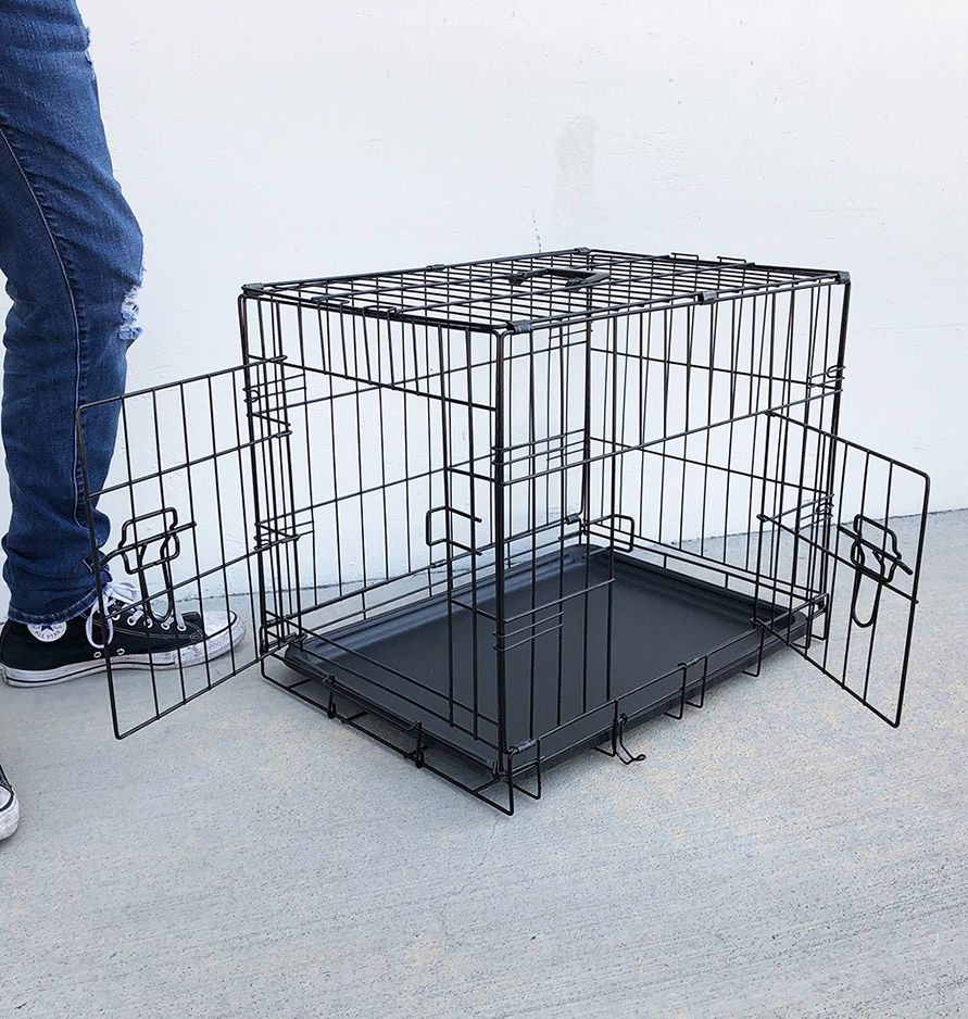 Brand New $30 Folding 24” Dog Cage 2-Door Folding Pet Crate Kennel w/ Tray 24”x17”x19”