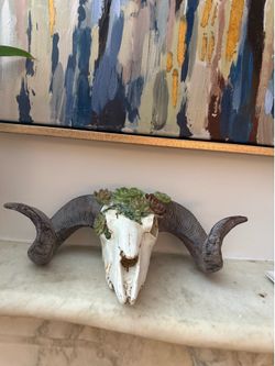 🐏 Decorative Ram Skull Wall Art with Succulent Accents