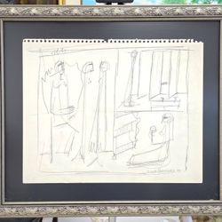 Authentic Cundo Bermudez Original Pencil Drawing 11 X 13.75 Inches 