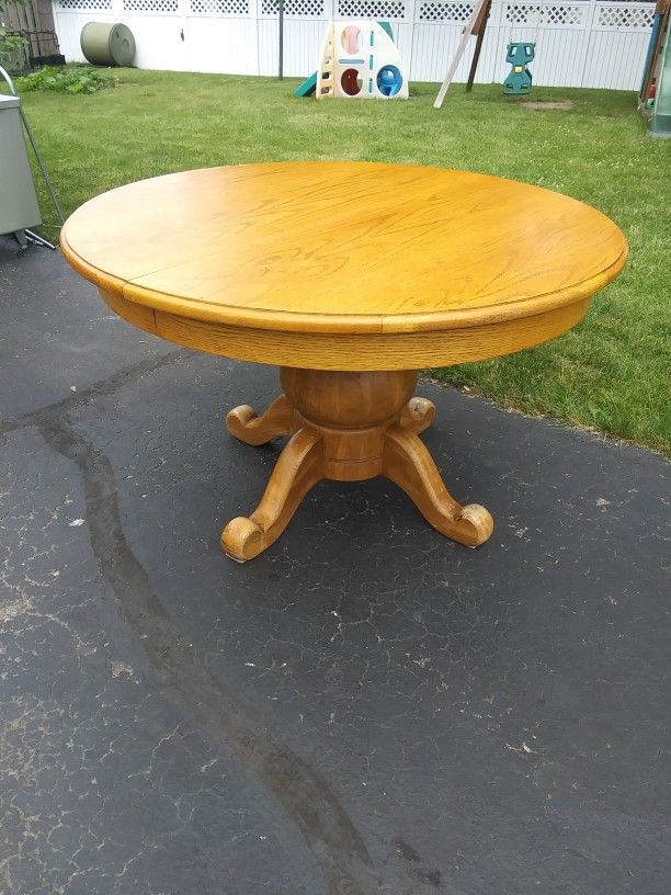 Oak Dining Table With Cast Iron Base