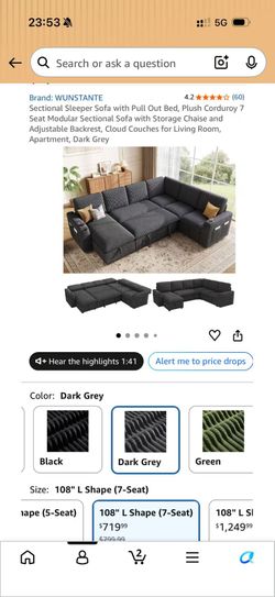WUNSTANTE 7-Seat Modular Sectional Sleeper Sofa