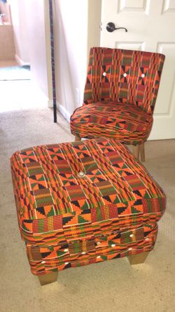 African tribal chair and ottoman