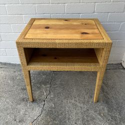 Coastal Milling Road Woven Rattan Pine Side Table