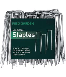 Galvanized Landscape Staples 6 Inch 11 Gauge Anti-Rust Garden Stakes Landscaping Fabric SOD Pins Yard Stakes for Weed Barrier Fabric