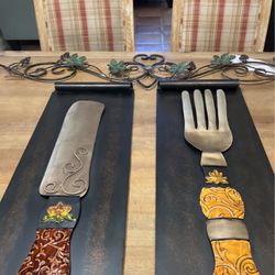 Arabic 3 Piece Wall Hanging Metal Fork And Knife Set
