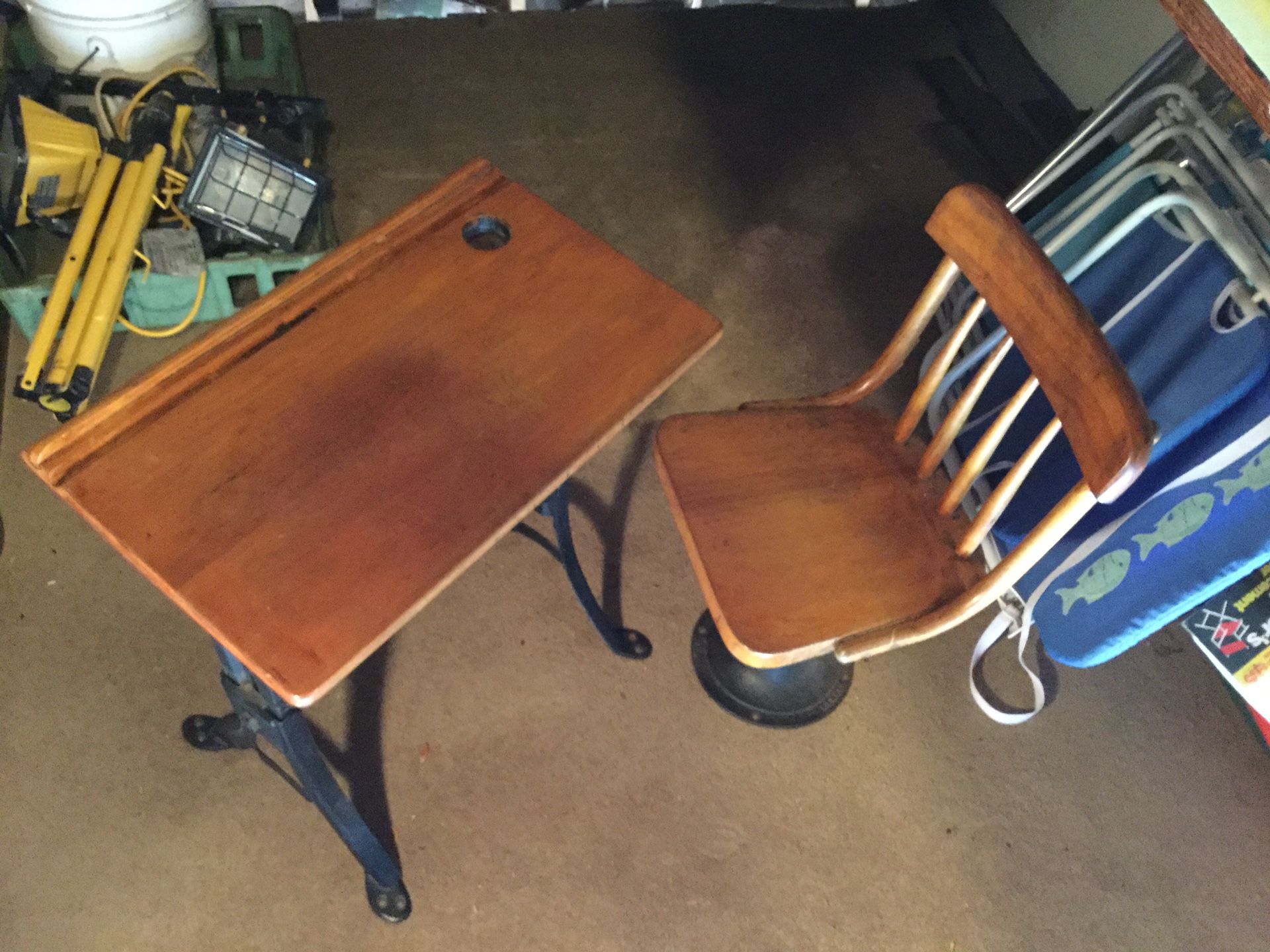 Antique School Desk and Chair