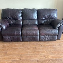 Leather couch sofa with recliners