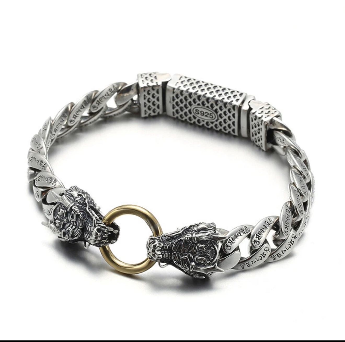 925 Sterling Silver Dragon Head Bracelet | 8.5 Inch | 52g