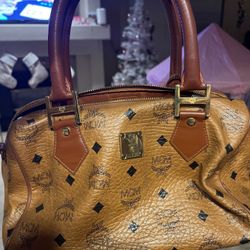 ✨ Authentic MCM Visetos Boston Satchel | Cognac Tan | Rare Classic | Exceptional Condition ✨