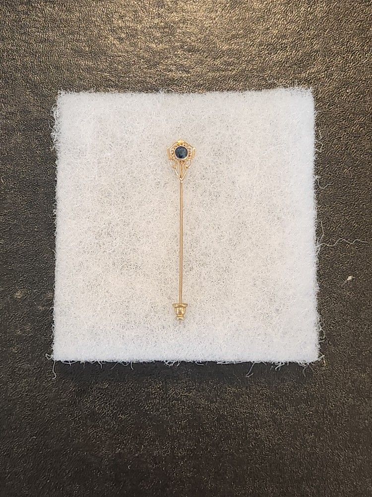 10 K Gold Pin With Blue Stone, 2.5" , 1.46 g