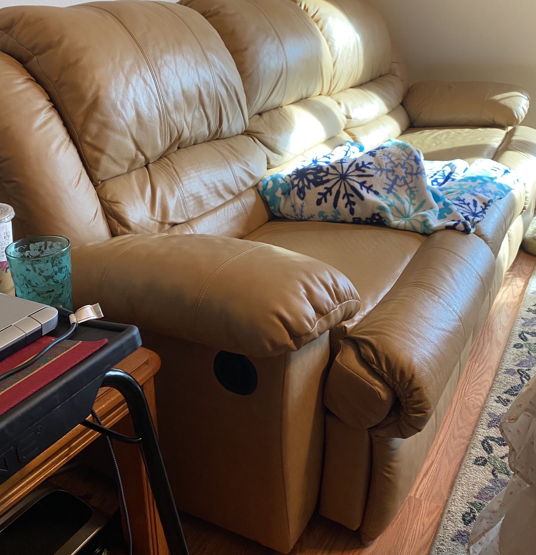 Beige Leather Couch & Loveseat