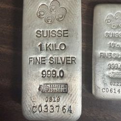 1 Kilo Pamp And 10 Oz Pamp Silver Bar 999