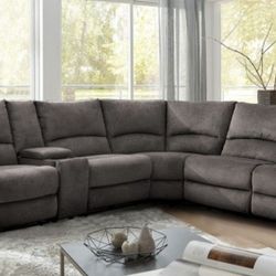 Brand New Grey Super Plush Power Reclining Sectional Sofa 