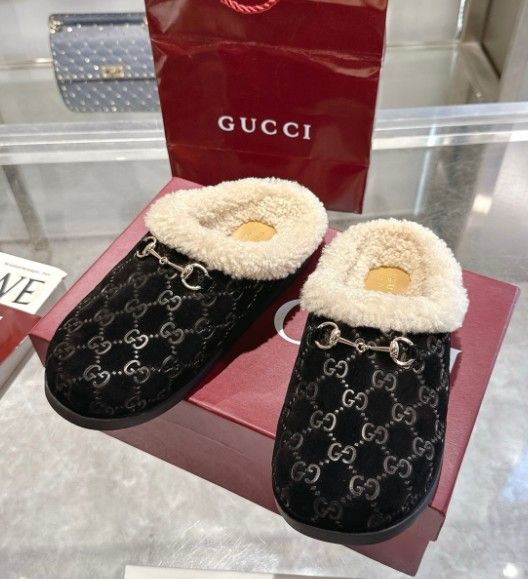 Fall/Winter New Arrival Women's Calfskin Horsebit Wool Slippers