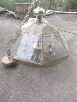 Brass And Glass Chandelier