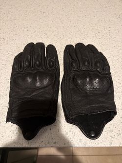 Black Leather Motorcycle Gloves