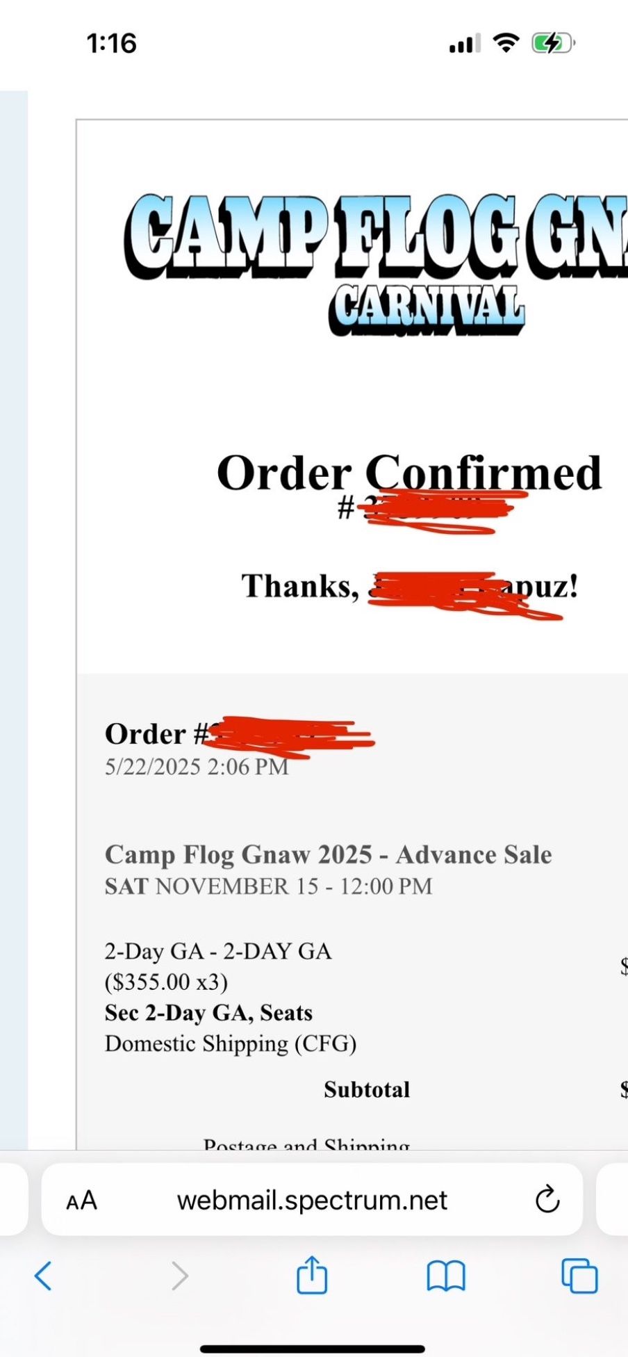 Camp Flog Gnaw 2025 GA ticket 2 DAY