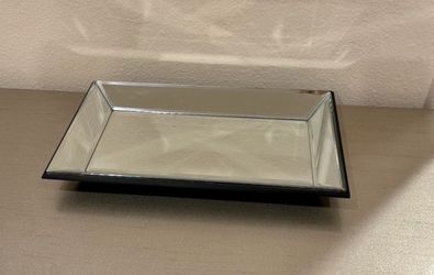 Angular Vanity Organizer Decorative Black Mirror Tray Vanity Tray Jewelry Tray Black Glass Tray for Home Decor