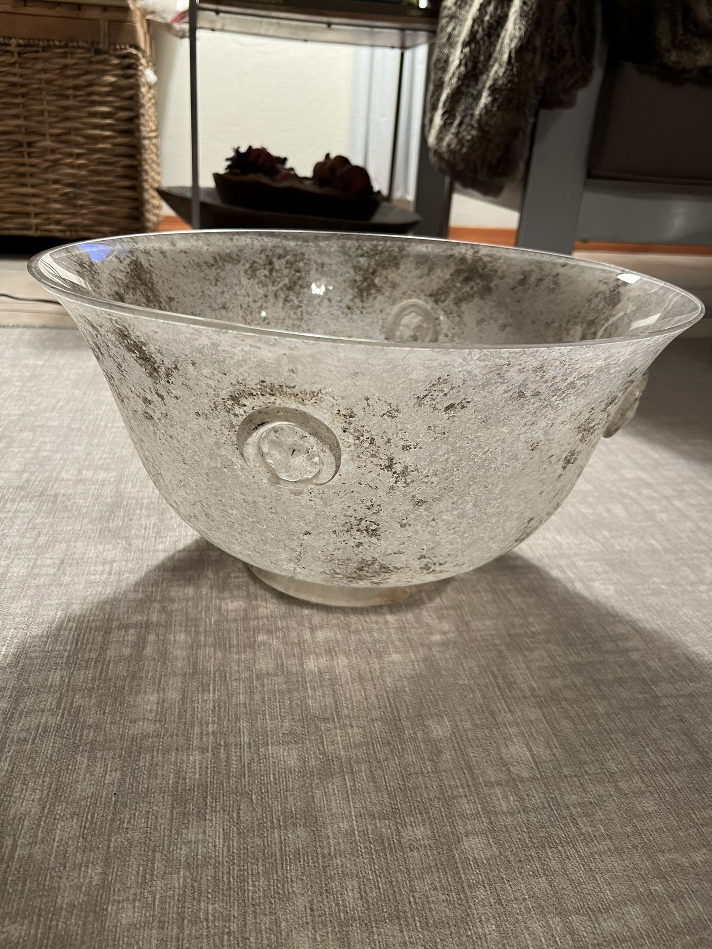 16” Large Antiqued Glass Bowl