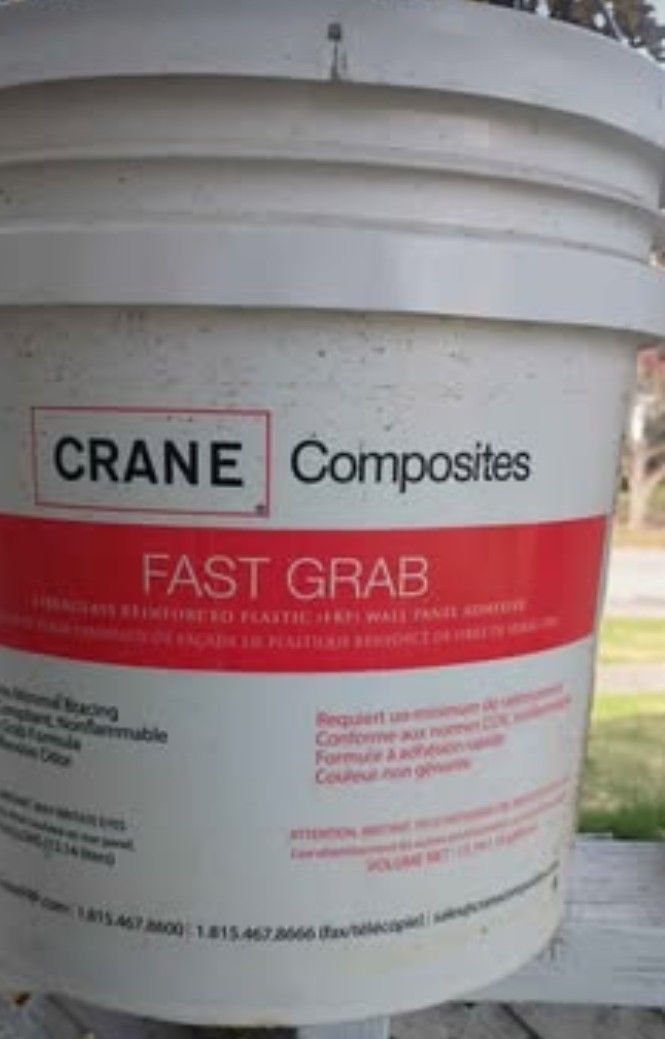 3 Four Gallon Buckets Of Crane Composites FRP Wall Adhesive 