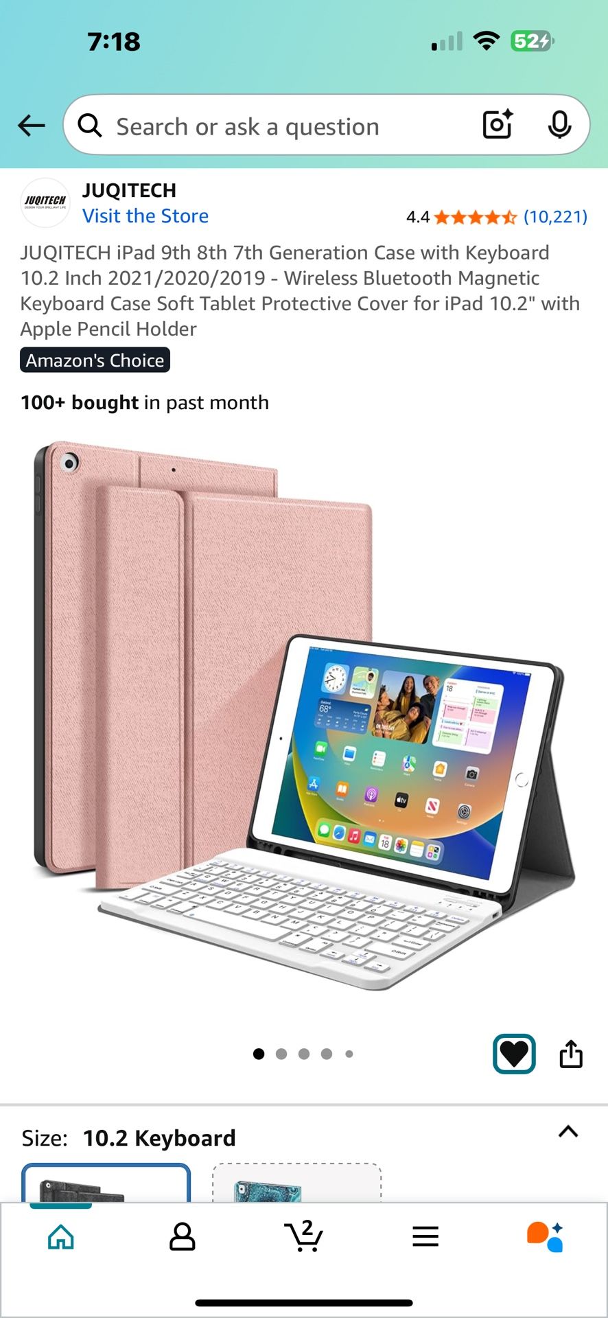 iPad 9th 8th 7th Generation Case with Bluetooth Keyboard Case - 10.2 Inch 2021/2020/2019