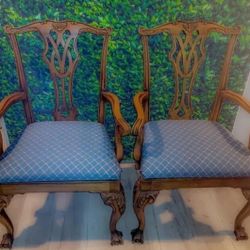 Vintage Chippendale Style Arm Chairs (Pair)