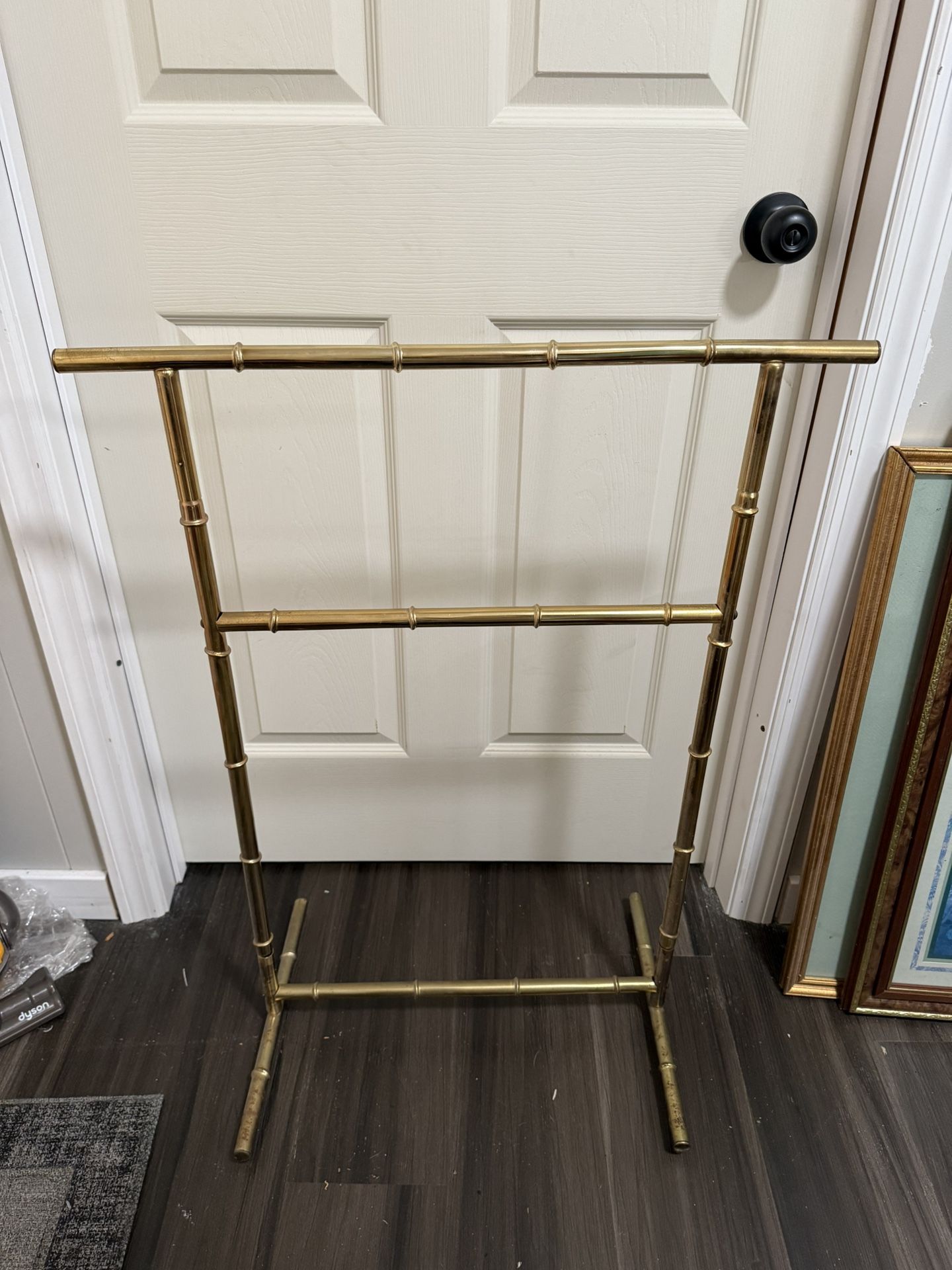 Vintage Brass Faux Bamboo Quilt or Towel Rack – Hollywood Regency