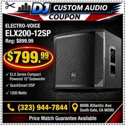Electro Voice EV ELX Series ELX200-12SP Compact Powered Subwoofer 12" Bass Cabinet with QuickSmart DSP 1200 Watts 🚨 Payment Options Available 🚨