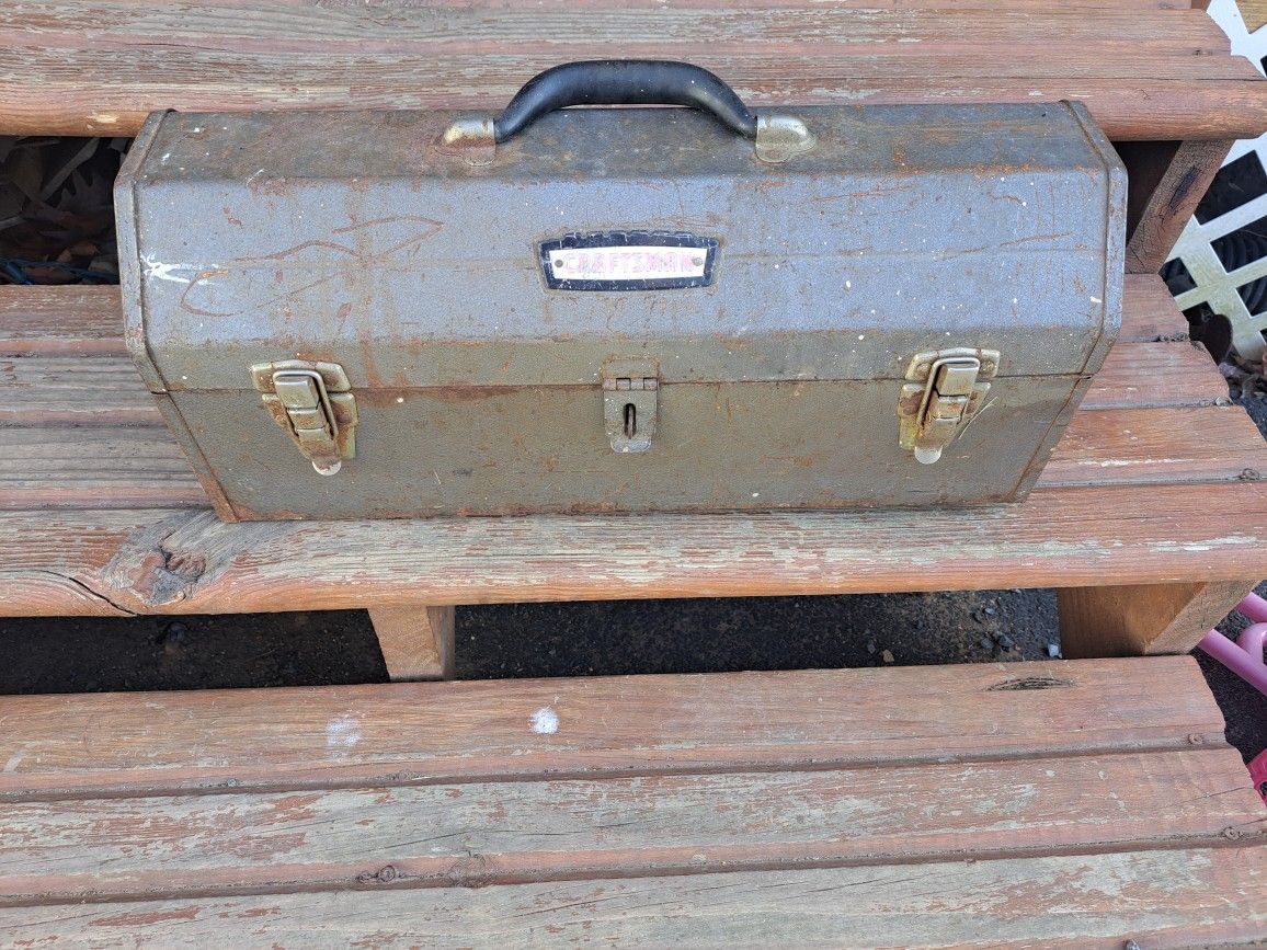 Vintage Craftsman Metal Tool Box Tombstone Style With Tray