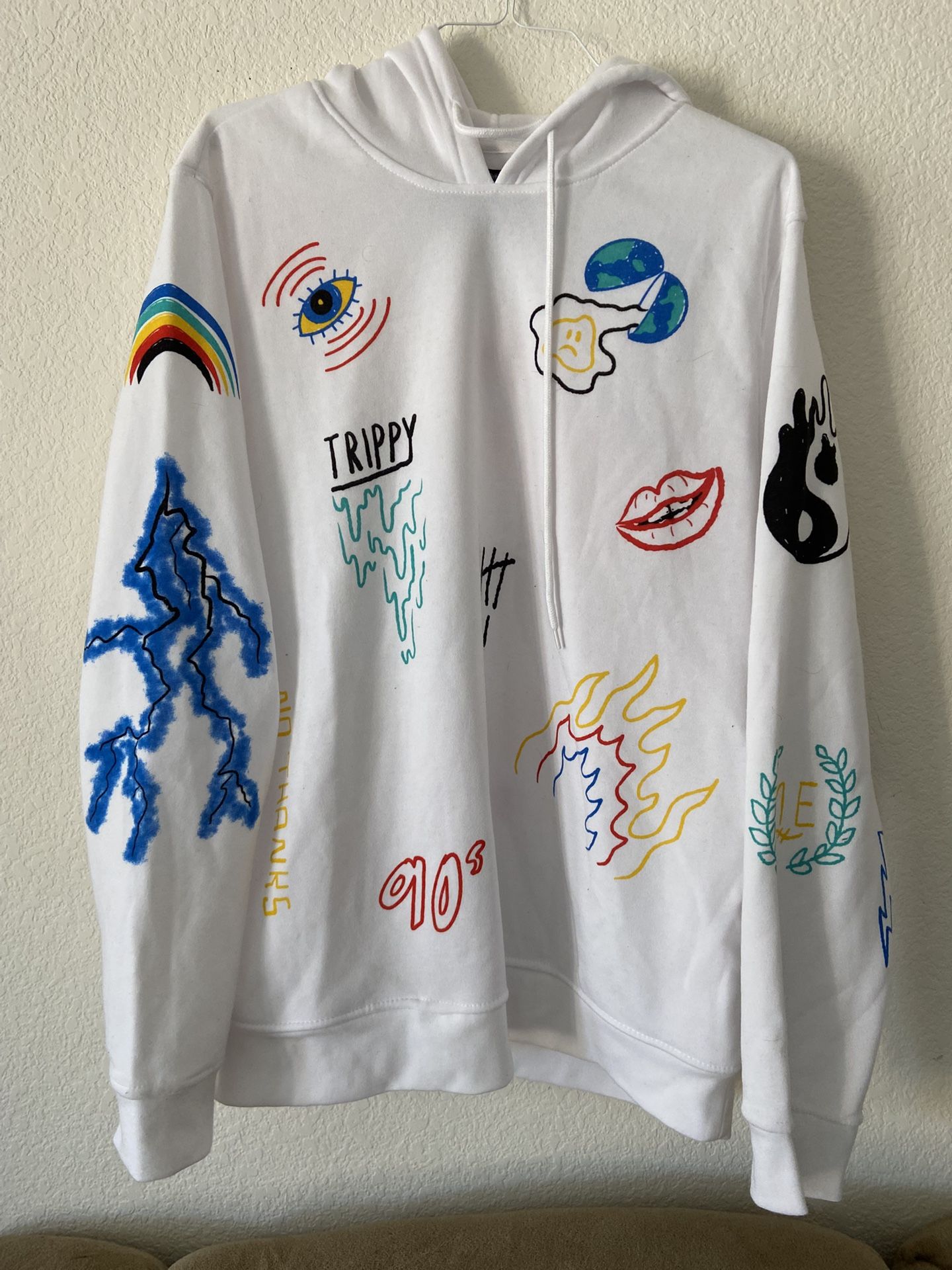 Brand New White Hoody Mushrooms And Aliens Etc