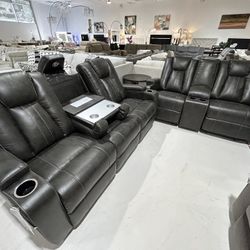 Dark Grey Glider Recliner Set