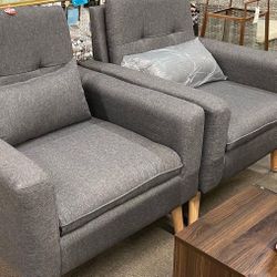 Set 2 Accent Chairs New Grey 