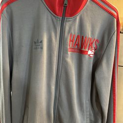 Atlanta Hawks Adidas gray/red Large embroidered full zip track jacket Medium