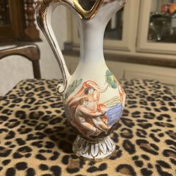 Vintage Capodimonte Pitcher Hand-painted Details 