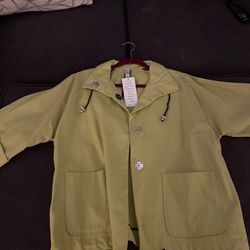 Marla Wynne 100% Cotton Canvas Lime Green Peacoat Jacket Size Medium 